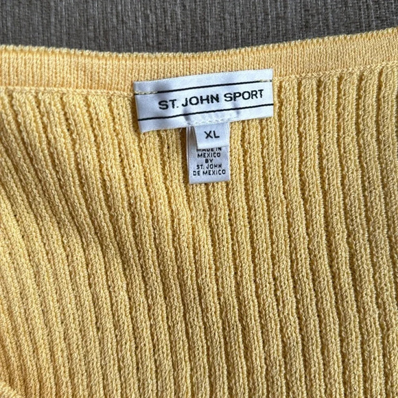 St. John Sport yellow knit tank top with double white bottom ribbon wool size XL - Picture 8 of 9